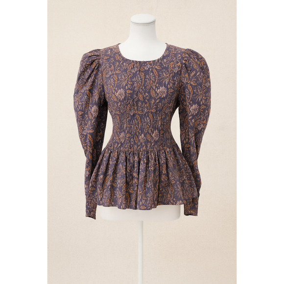 Universal Thread Boho Floral Puff Sleeve Peplum Top L Cottagecore Vintage Style - Picture 1 of 9